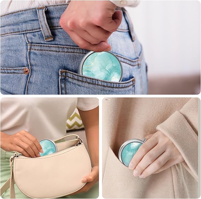 Mini Pill Box, Small Pill Box, Portable Pill Box, Cute Pill Organizer for Vitamins, Medications, Fish Oil and Supplements (Beautiful Marble)