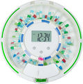 Automatic Pill Dispenser for Elderly with Alarm, Lock 28-Day Medication Dispenser, 6 Dosage Templates, Sound & Light Alerts & Key for Vitamins, Supplements (Clear Lid)