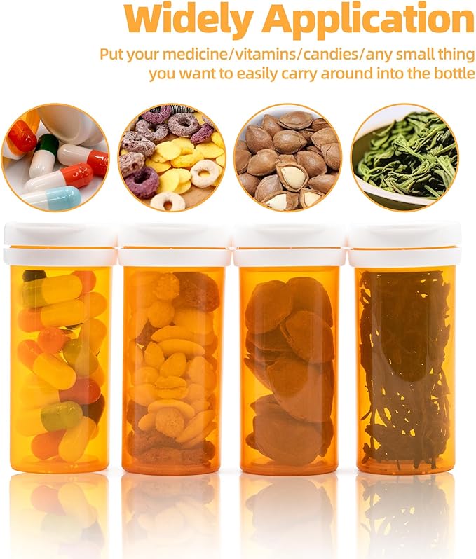 Desiccant Cap Pill Bottle, 30ml 20pcs Medicine Bottle, Pill Bottles Empty with Caps, Empty Pill Bottles, Prescription Medicine Containers Travel Pill Vials Clear Pill Case Organizers