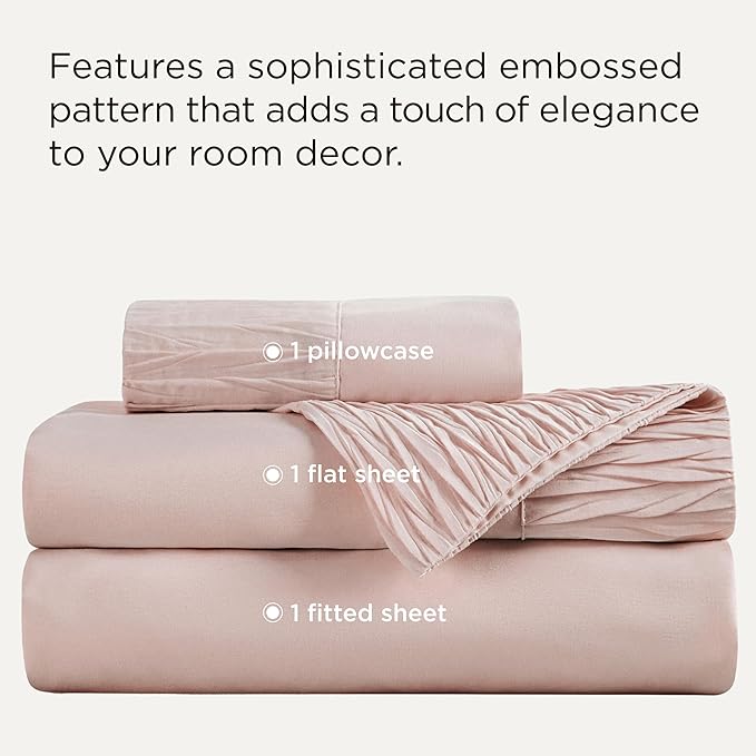 Bedsure Twin Sheets Set - 3 Pieces Soft Cute Twin Bed Sheets - Breathable & Cooling - Hotel Luxury - Easy Care Polyester Microfiber Bedding for Women, Men, Dusty Pink