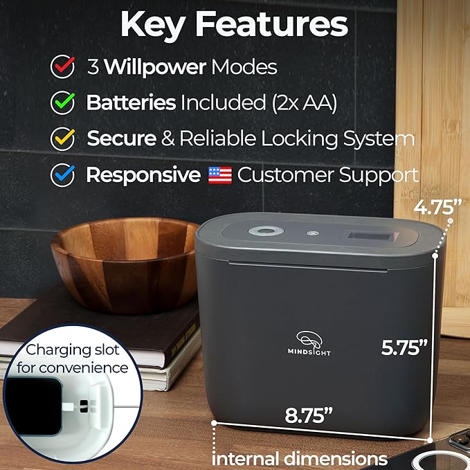 Mindsight Timed Lock Box Plus | Fits Small Tablets (iPad Mini), Phones (10+) & More | Great for Schools & Families | Helps Reduce Screen Time & Build Better Habits | Out of Sight ~ Out of Mind
