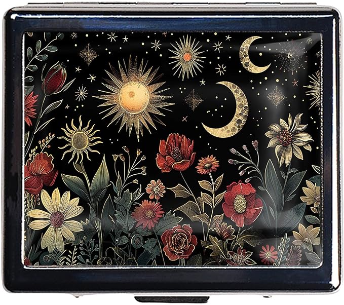 7 Day Travel Pill Organizer with Mirror Shiny Silver Chromed 8 Compartment Pill Box for Vitamins and Medications Compact and Stylish Medicine Case (The Beautiful Scenery at Night)