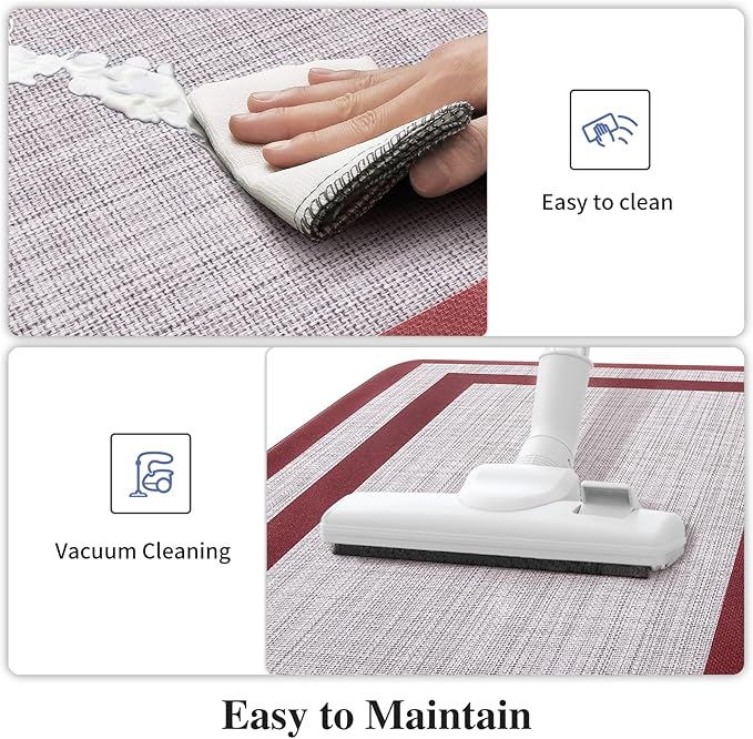 Mattitude Kitchen Mats Set of 2 Cushioned Anti-Fatigue Non-Skid Rug Sets Ergonomic Comfort Standing Mat for Kitchen, Floor, Office, Sink, Laundry,Red