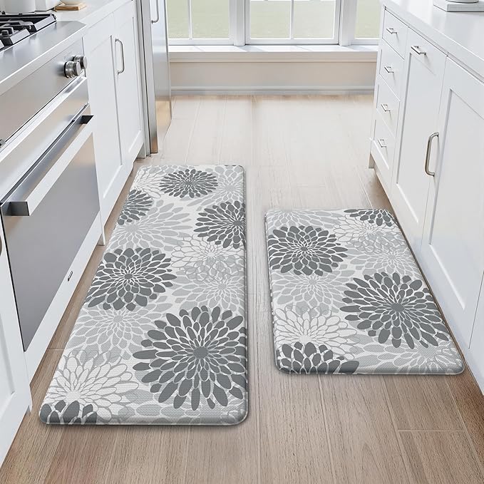 MAYHMYO Kitchen Mats for Floor - Kitchen Anti Fatigue Mat Set of 2 - Non Slip Cushioned Rugs for Standing