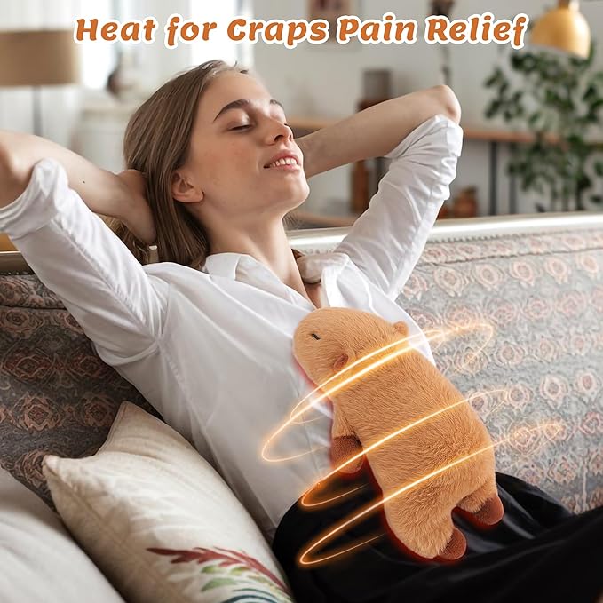 1.8lb Weighted Capybara Microwavable Heating Pad-14‘’Weighted Capybara Heating Pads for Cramps &Period Pain Relief for Women,Heatable & Coolable Stuffed Animals Bedtime Birthday Gift for Women Kids