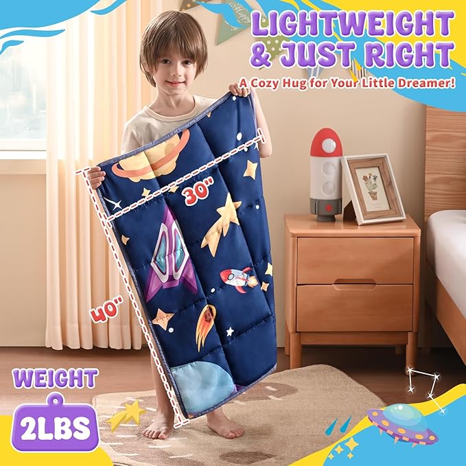 anfie Weighted Lap Pad 2 Pounds, Weighted Blanket (30"*40") Cooling Blanket for Sleeping,Weighted Throw Blanket for Travel Indoor Outdoor (Blue Aerospace)