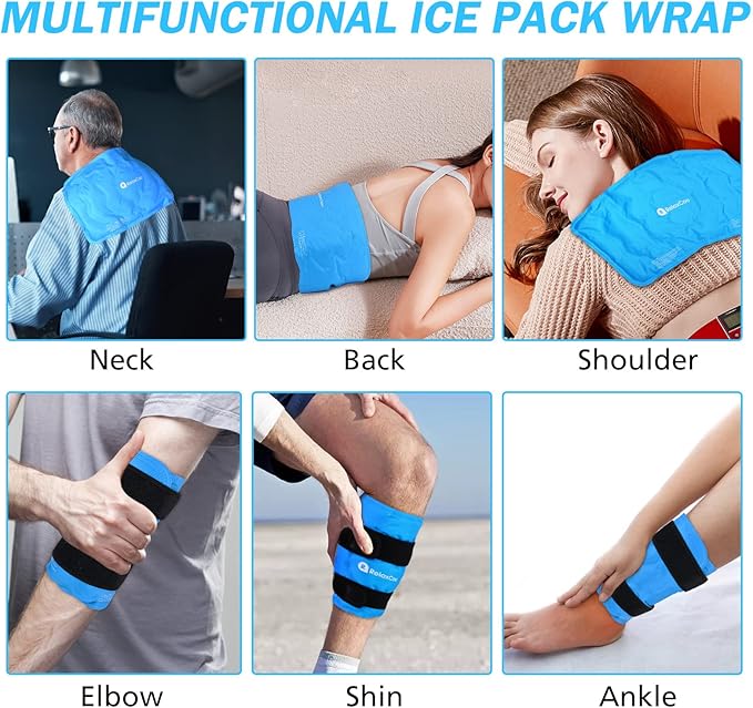 XXL Knee Ice Pack Wrap, Reusable Cold Pack for Knee Injury Pain and Swelling Relief