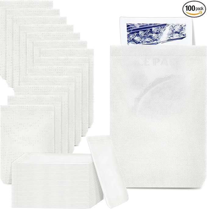 Tatuo Disposable Hot Cold Pack Sleeves 6 x 9 Inch Non Woven Disposable Ice Bag Pack Sleeve Protective Cover for Hot and Cold Bag(100 Pcs)