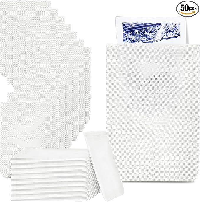 Tatuo 50 Pcs Disposable Hot Cold Pack Sleeves 6 x 9 Inch Non Woven Disposable Ice Bag Pack Sleeve Protective Cover for Hot and Cold Bag