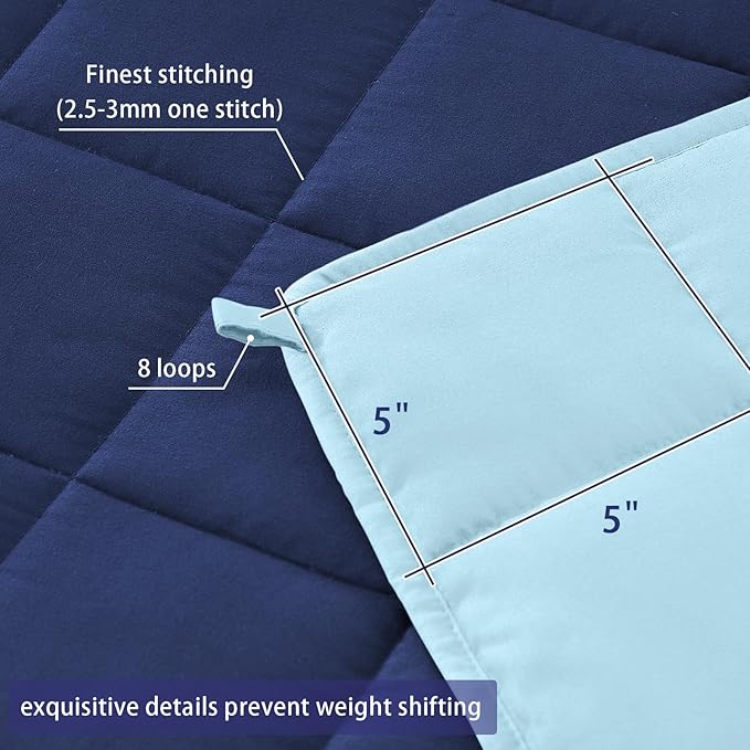 King Size Weighted Blanket for Adults (30 lbs, 80” x 87”, Navy & Blue) Cooling Heavy Blanket for Sleeping Perfect for 290-310 lbs, Breathable Blanket for Adults & Couple All Season, Machine Washable