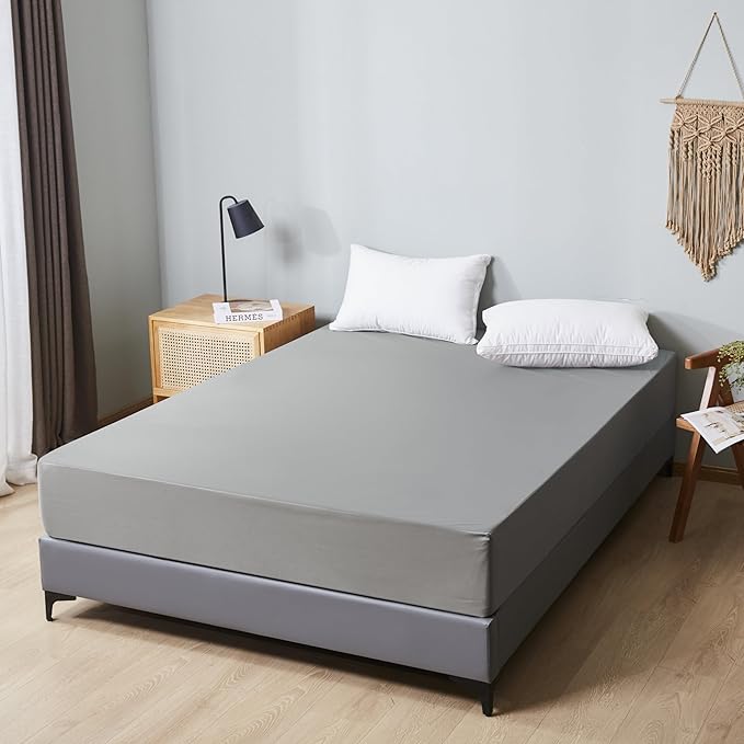 WenBags Waterproof Fitted Bed Sheets,Mattress Protector for Home & Hospital Care Beds, Soft Hospital Bed Sheets with Elastic All Around (1, Gray, King)