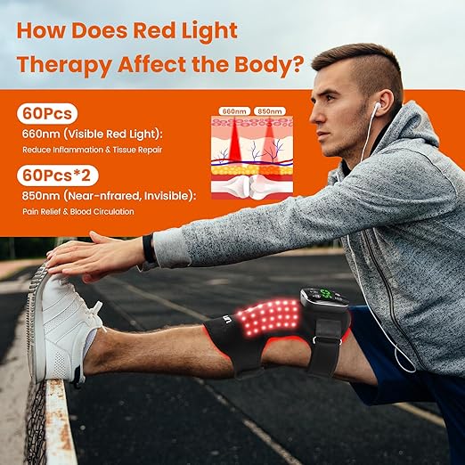 Red Light Therapy Knee Brace with Heated & Vibration Massager - 660nm/850nm Near Infrared Light Therapy Device for Women Men, 5000mAh Rechargeable, Adjustable for Knee/Elbow/Shoulder