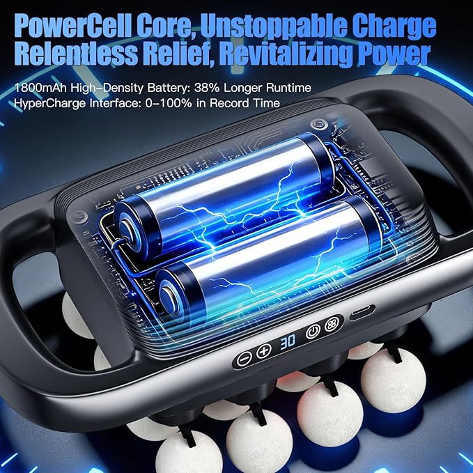 Upgraded 16 Head Massage Gun Set, Deep Tissue Percussion Massager, 16-Drive Back Muscle Massager with 3 Modes & 30 Intensities for Thighs, Arms, Waist, Back