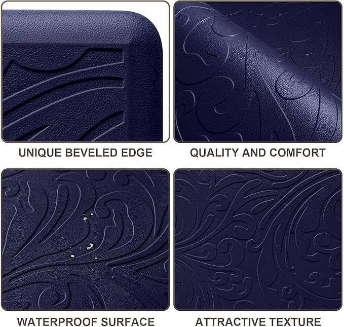 KMAT Kitchen Mat Cushioned Anti-Fatigue Waterproof Non-Slip Standing Mat Ergonomic Comfort Rug for Home,Office,Sink,Laundry,Desk 17.3" (W) x 28"(L),Blue