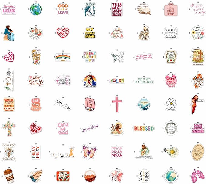 100Pcs Christian Stickers for Water Bottle, Laptop - Religious, Jesus Stickers - Christian Gifts, Party Supplies & Decorations - Gift for Women & Men