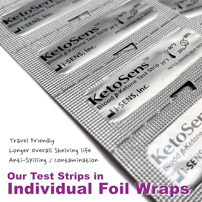 KetoSens Blood Ketone Test Strips - Ideal for The Keto Diet and Ketosis Monitoring - Includes 50 Test Strips…