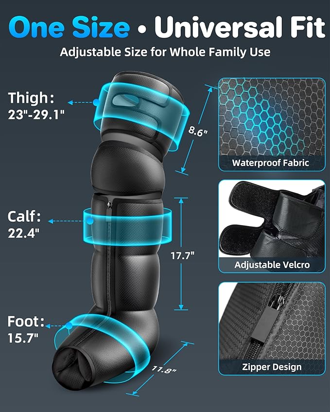 YINGGG Air Compression Leg Massager with Heat - Foot and Calf Massage Sleeve with 3 Heat&6 Intensities&6 Modes, Compression Boots for Circulation and Pain Relief-M