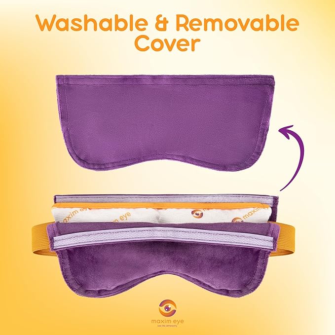 Eye Compress Moist Heat Eye Mask for Dry Eyes - Microwave Eye Mask - Washable and Reusable Heated Eye Mask - Refreshes Eye, Aids in Reducing Migraine, Sinus, and Headaches - by Maxim Eye