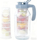 Half Gallon Glass Mason Jar Pitcher With Infuser Lid 2 Quart Mason Fruit Infused Water Pitcher 64 Oz Wide Mouth Sun Tea Jar For Outside For Fridge Lemonade, Beverage,Milk,Juice, Cold Brew Container
