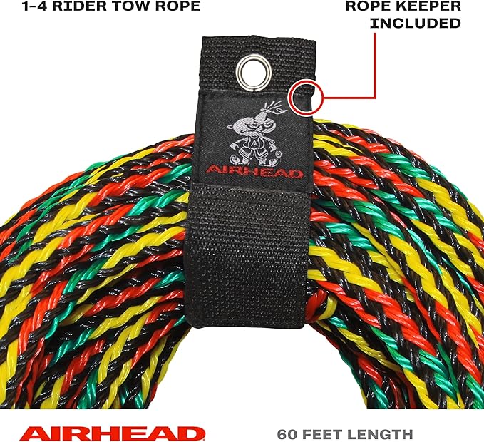 Airhead Tow Rope, 1-4 Rider Rope for Towable Tubes Multi, 9/16"