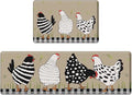 Anti-Fatigue Rooster Kitchen Rug Set of 2 Cushioned Chicken Rug for Floor, Farmhouse Standing Mat Waterproof Non-Slip Mat PVC Ergonomic Comfort Foam Kitchen Decor