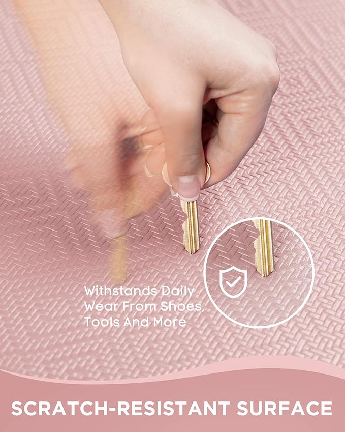 Ophanie Kitchen Mats for Floor, 3/4 Inch Thick Kitchen Rugs, 20''x32'' Anti Fatigue Standing Cushioned Mat, Waterproof,Comfort Ergonomic Mat for Office, Home, Sink, Pink Non-Slip Bottom