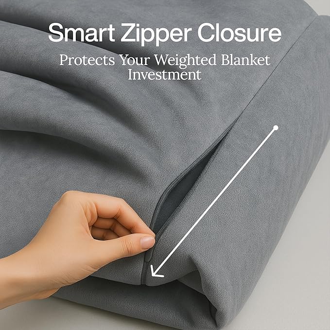 HomeSmart King Size Weighted Blanket Cover – Ultra Soft Grey Minky Duvet, Fits 92x104 Weighted Blanket (Cover Only)