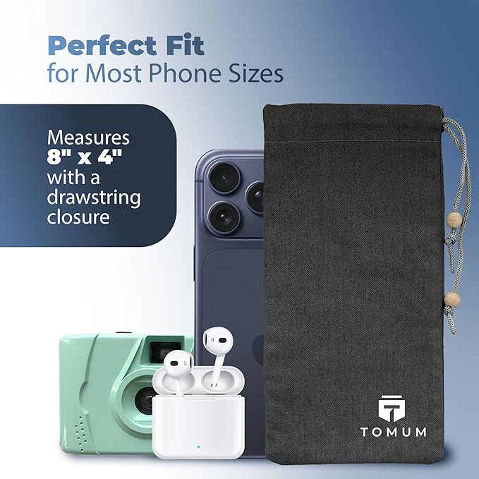 TOMUM EMF Shield Sleeve for Cell Phone - EMF Protection Smartphone Pouch - Anti EMP Bag - Signal Blocking Case for Radiation EMF EMP 5G RFID (Black, 2 Pack)