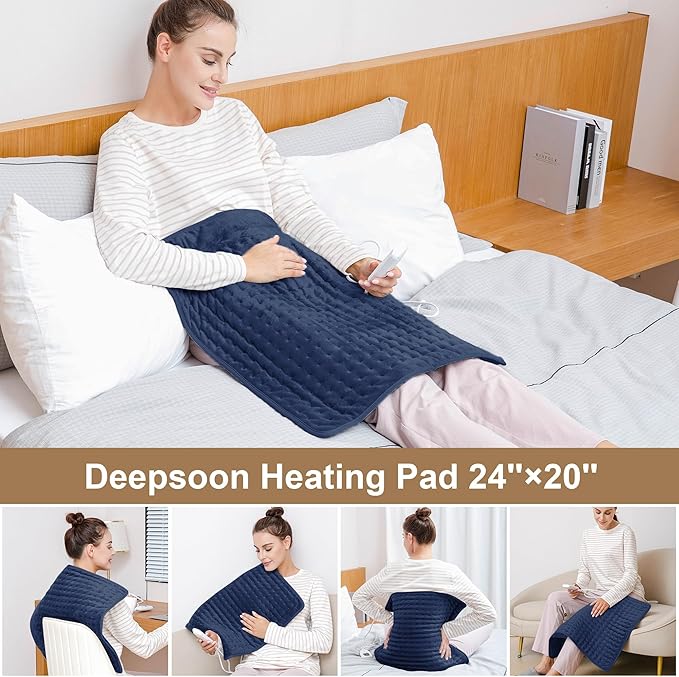 Deepsoon Heating Pad,Electric Heating Pads for Back,Neck,Moist Heating Pad for Shoulder,Knee,Arms,Legs,Dry/Moist Heat & Auto Shut Off,Birthday Gifts for Men and Women