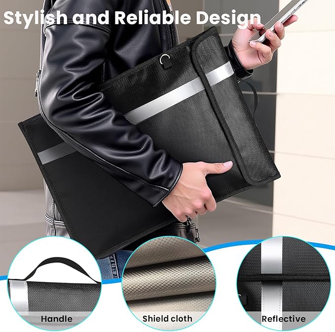 Faraday Bags EMP Proof,Anti-Tracking Faraday Bag For Phones&Laptops & Tablets & Car Keys,EMP Bags Featuring Fireproof & Waterproof,Faraday Cage With Handle