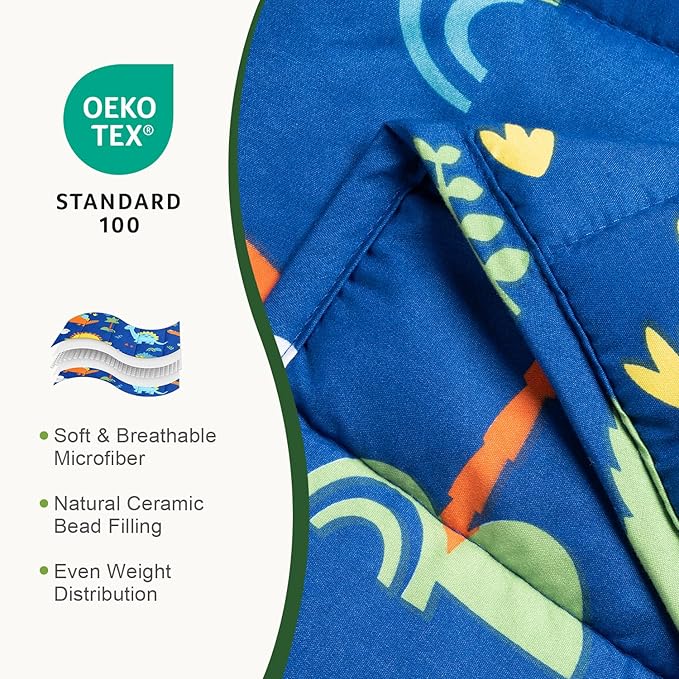 Sivio Weighted Lap Blanket 2lb, Blue Dinosaur Small Cute Lap Pad, Soft Cooling Heavy Blankets, Washable Weighted Throw Blanket for Nap, 19"x21"-2lb
