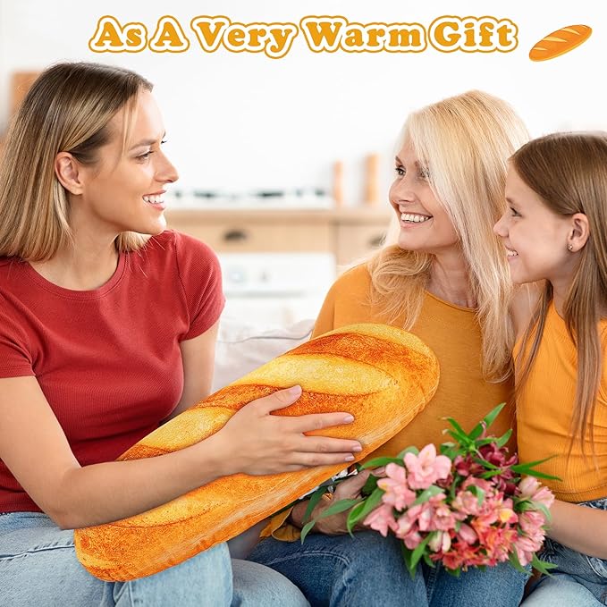 Baguette Bread Heating Pad-USB Heated Plush Stuffed Pillow for Period Cramps and Menstrual Pain Relief,20” Portable Electric Bread Plush Heat Pad,Plushies Gifts for Girls Birthday
