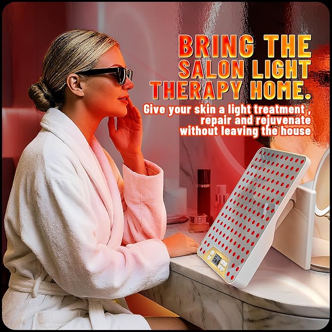 Red Light Therapy Device,Portable LED Red Infrared Light Device with 630nm, 660nm & 850nm Combination Light for Face and Body, 9 Adjustable Timer Settings, Adjustable Angle, Includes Goggles,White