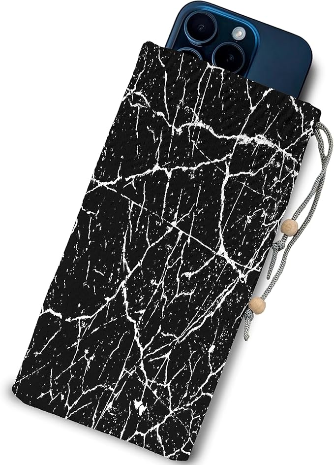 EMF Shield Sleeve for Cell Phone Reduce Signal Anti-EMP Pouch Against Radiation, EMF, 5G, RFID Blocking 4x8 Inch Marble-Black Phone Sleeve Bags
