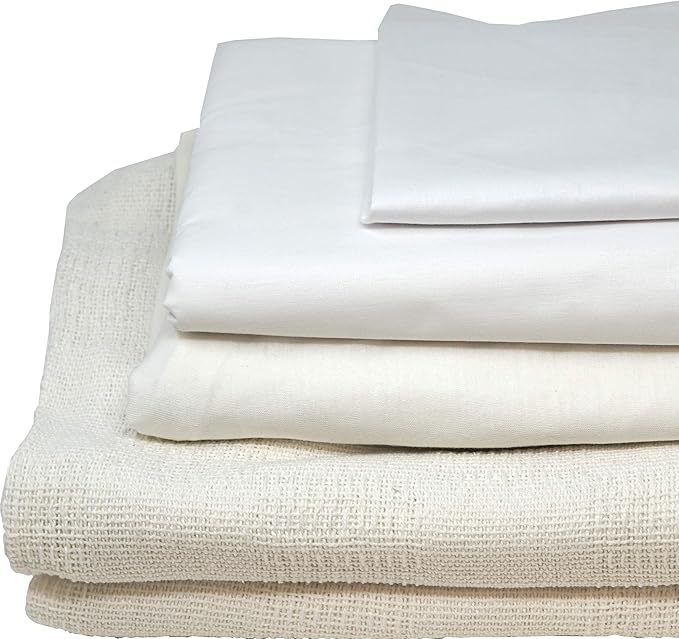 Careoutfit All in One Hospital Bed Linen in a Bag, Top Sheet, Bottom Sheet, Pillow Case and Blanket, White Premium