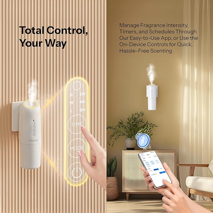 Lumix Diffuser, Plug-in Waterless Diffuser for Essential Oils, Smart Bluetooth App Control, Covers Up to 320 sqft 100ml Capacity, Home Office Hotel Scent Diffuser, Cold Air Technology, White