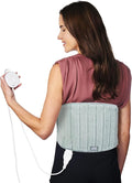 Pure Enrichment PureRadiance Lumbar & Abdominal Luxury Heating Pad for Pain Relief, Patented Design, Soft Faux Fur & Micromink, 6 Heat Settings, Adjustable, Machine Washable, 9.5”x19.7” (Aquamarine)