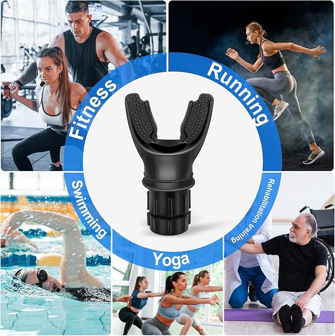Portable Breathing Trainer with Adjustable Resistance Settings for Enhanced Strength and Endurance, Black