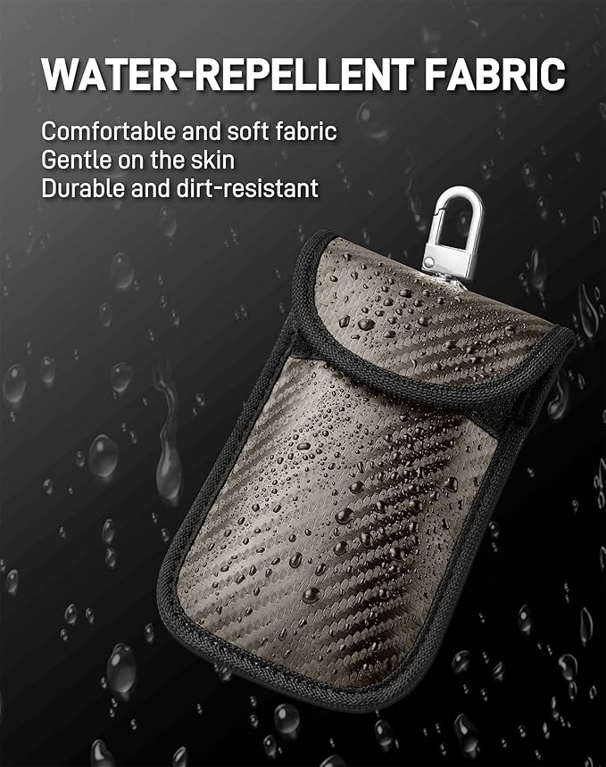 Upgraded Faraday Bag for Key Fob (2 Pack), Premium Faraday Key Fob Protector– Car RFID Signal Blocking, Car Security Protection, Anti-Theft Pouch, Anti-Hacking Case Blocker Light Bronze