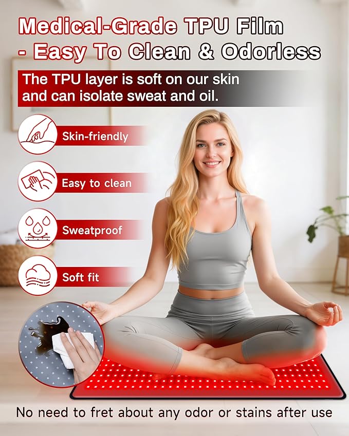 Red Light Therapy Mat 29.3" x 13", 330 LEDs Medical-Grade TPU Red Light Therapy Pad, 660nm&850nm Infrared Light Therapy for Body Pain Relief (Black)