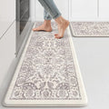 KIMODE Comfort Kitchen Floor Mats Cushioned Anti Fatigue,Boho Vintage Floral Kitchen Rugs Sets of 2,Ergonomic Memory Foam Carpet Non Slip for Sink Laundry Office,Purple Grey 17"x29.5"+17" x47”