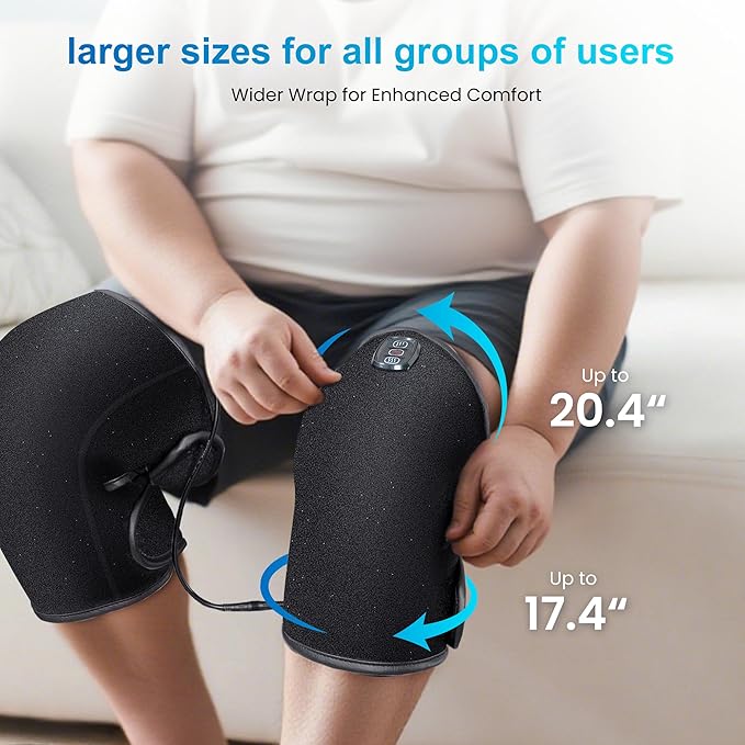 COMFIER Heated Knee Massager with Heat & Vibration, Graphene Knee Heating Pad Wrap, Adjustable Wearable Knee Brace,Electric Knee Warmer for Men Women Seniors