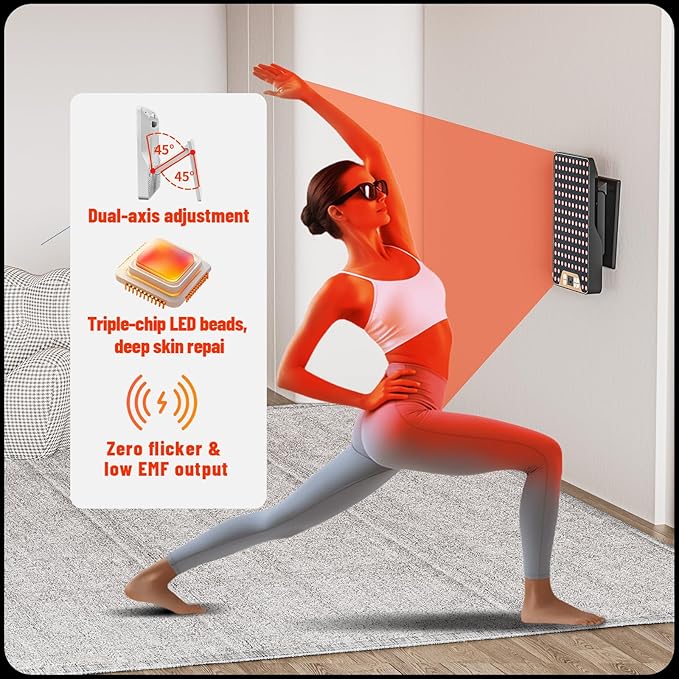 Red Light Therapy Device,Portable LED Red Infrared Light Device with 630nm, 660nm & 850nm Combination Light for Face and Body, 9 Adjustable Timer Settings, Adjustable Angle, Includes Goggles,Black