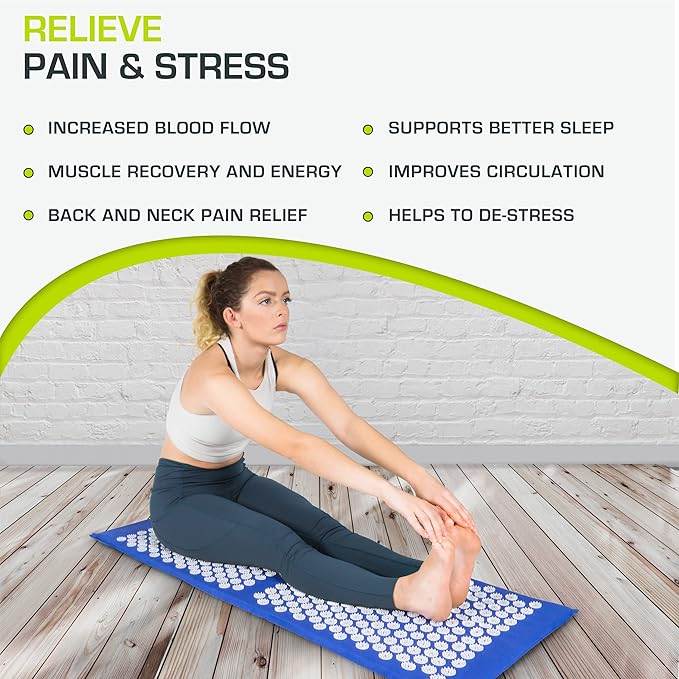 ProsourceFit Acupressure Mat and Pillow Set for Back/Neck Pain Relief and Muscle Relaxation