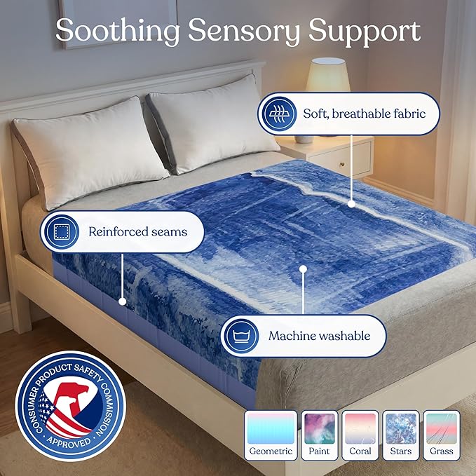 Deep Pressure Sensory Bed Sheet – Twin Sensory Compression Sheet Breathable Sleep Pod Blanket for Better Sleep Support – Calming Compression Blankets for Kids and Adults Classic Denim