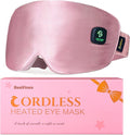 BeeVines Cordless Heated Eye Mask for Dry Eyes, Washable Heat Eye Masks for Blepharitis, Warm Eye Compress for Men & Women, 1500mAh Rechargeable Eye Warmer with Travel Pouch(Pink)