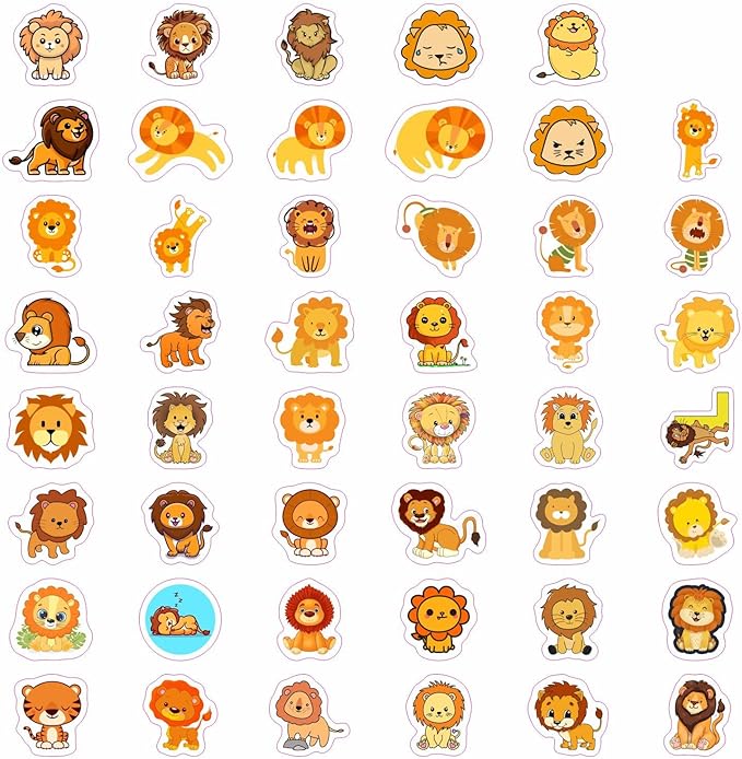 BulbaCraft Lion Stickers - Lion Gifts, Animal Birthday Party Decorations, Gifts for Women & Men