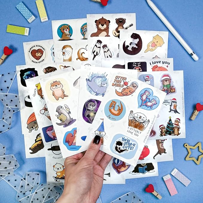 BulbaCraft 100Pcs Sea and River Otter Stickers for Laptop and Water Bottle - Otter Gifts, Cute Stuff, Gifts for Women & Men