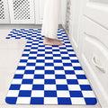 Stellar Blue Checkered Grid Checkerboard Kitchen Rug Sets [2 PCs], Anti-Fatigue, Waterproof Non-Slip Kitchen Mats Heavy Duty Comfort Foam Rug for Kitchen, Floor, Laundry,17"x29"+17"x47"