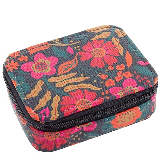 Karma, Travel Pill Case, Weekly Travel Pill Organizer, Removable 8-Compartment Pill Box, Travel Pill Medicine Organizer, Retro Floral